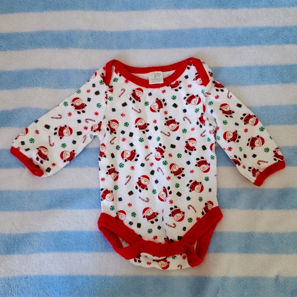 Baby Gear 0-3m Santa candy cane diaper shirt